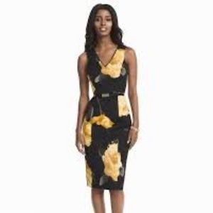 White House Black Market Floral Midi Sheath Dress